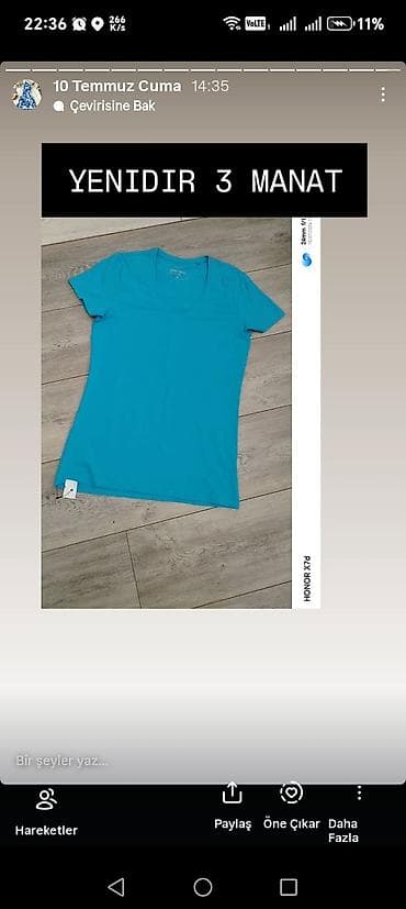 bil: Məhsul: Qadın geyimləri – müxtəlif modellər - Mavi zolaqlı, qısaqoll — 2