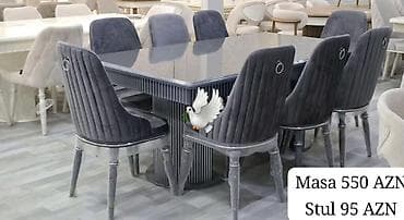 ofis stulları: Qonaq otağı üçün, Yeni, Açılmayan, Dördbucaq masa, 6 stul — 1