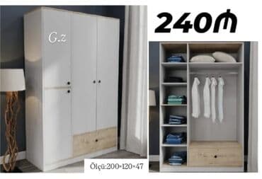 двухъярусные кровати со шкафом: Açılan, 3 qapılı Düz dolab, Qarderob, paltar dolabı — 1