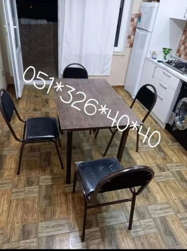 Masa və oturacaq dəstləri: Qonaq otağı üçün, Yeni, Dördbucaq masa, 4 stul — 27