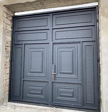 Dəmir Həyət darvazası, Yana açılan, Mexaniki, Qapı ilə, rəng - Boz lalafo.az -da Dəmir Həyət darvazası, Yana açılan, Mexaniki, Qapı ilə, rəng - Boz