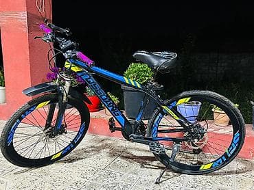 velosiped idman: Dağ/şosse tipli velosiped – Disbang brendi, rəng: qara-mavi-sarı — 3