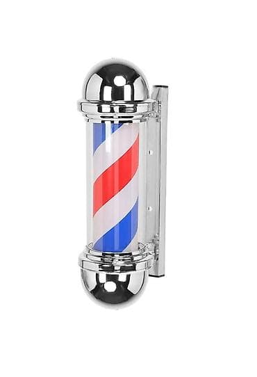Bərbərxana üçün klassik “barber pole” işıqlı lövhə. xrom material — 1