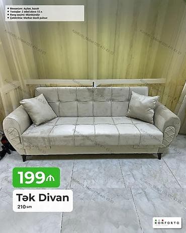 Tək divan – 210 sm - Mexanizm: açılan, bazalı (yataq funksiyası və — 1