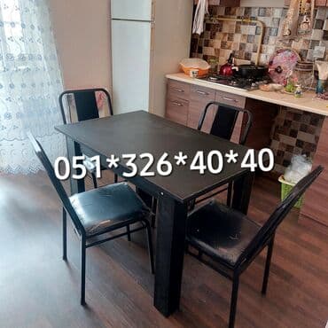 Masa və oturacaq dəstləri: Qonaq otağı üçün, Yeni, Açılmayan, Dördbucaq masa, 4 stul — 2