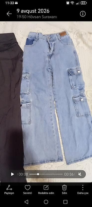 cins salvar: Kargo ciblikli cins şalvarlar dəsti - Material: cins (denim) - — 4