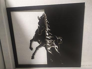 ramkalar 2023: Fanerka kəsilmiş at siluetli divar dekoru - Material: qara rəngli — 2