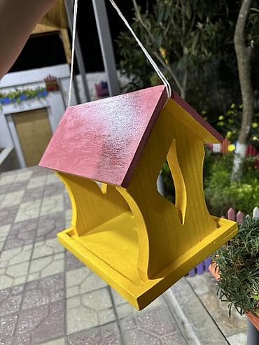 quş yuvası düzəltmək: Taxta asılqan quş yemlənməsi - Material: tamamilə taxtadan — 5