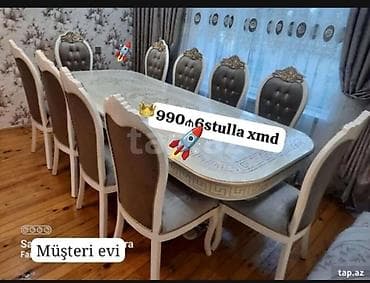 Qonaq otağı üçün, Yeni, Dördbucaq masa, 6 stul