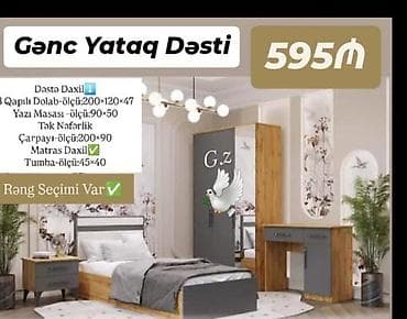 masa usdu kapter: Oğlan və qız üçün, Yeni, Təknəfərlik çarpayı, Dolab, Yazı masası — 1