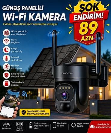 Günəş Paneli ilə Wi-Fi Təhlükəsizlik Kamerası – Cəmi 89 AZN! 🔥 ⚡ ŞOK