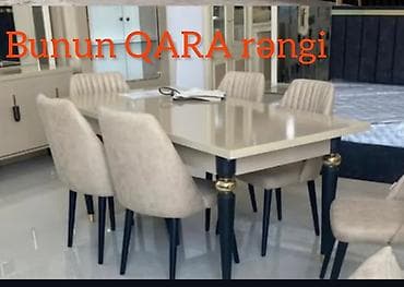 balkon masasi: Qonaq otağı üçün, İşlənmiş, 6 stul — 2