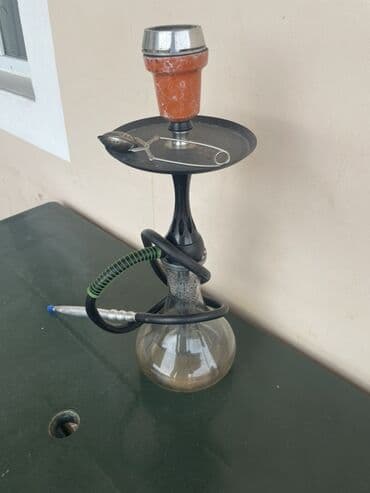 qelya: Nərgilə dəsti - Şüşə kolba: enli dibli, şəffaf. - Gövdə: mat qara — 3