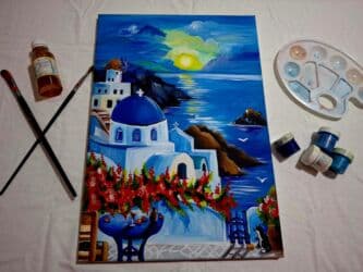 yeni il profil sekilleri: Aralıq dənizi gün batımı rəsm tablosu - Mövzu: Aralıq dənizi — 2