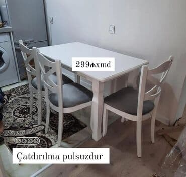 masa dəsti sumqayıt: Mətbəx üçün, Yeni, Açılmayan, Dördbucaq masa, 4 stul — 4