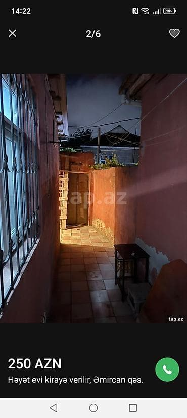 zigda heyet evi: Əmircan qəsəbəsində 1 otaqlı həyət evi kirayə verilir. Ailə üçün — 3