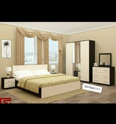 спальная мебель в баку цены: Двуспальная кровать, Шкаф, Трюмо, 2 тумбы, Азербайджан, Новый — 3