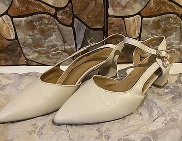 dəri ayaqqabi: Tuflilər, Ölçü: 39, rəng - Bej, İşlənmiş — 2