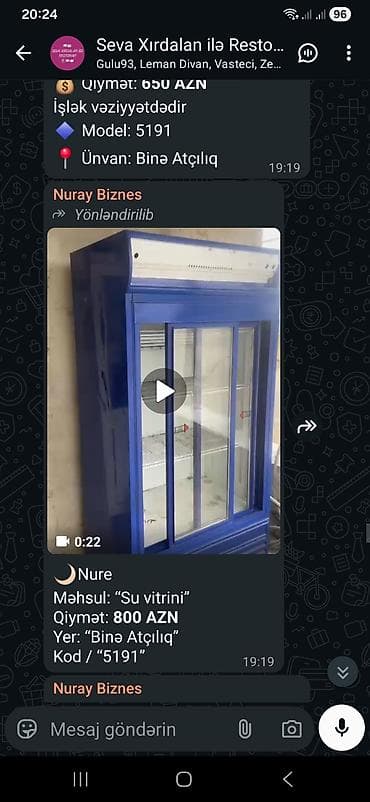 водяной бак: 🌙Nure Məhsul: “Su vitrini” Qiymət: *800 AZN* Yer: “Binə Atçılıq” Kod / — 1