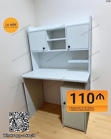 Məhsul: İş/oxu masas və üst dolablı rəf sistemi Təsvir: - Kompakt