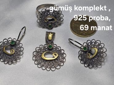 qizil adlarin yazilmasi: Dəstə daxildir: Üzük, Sırğa, Boyunbağı, 1 g — 3