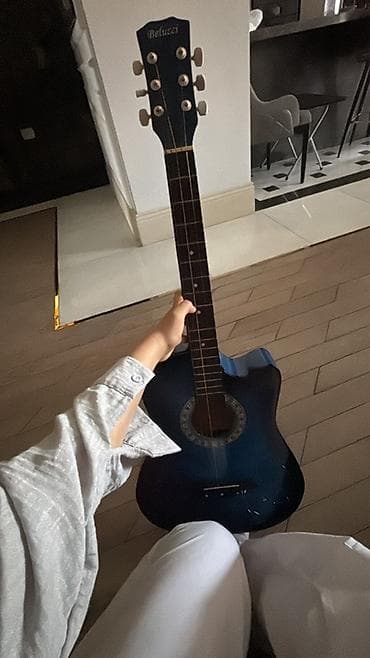 gitara ucuz: Belucci akustik gitara – kəsik (cutaway) korpus dizaynı, mavi-səma — 3