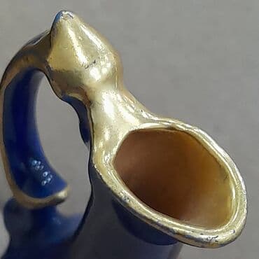 Termoqablar: Vintage vaza Limoges France, tünd göy çini 22 karat qızıl "Aşiq cüt" — 5