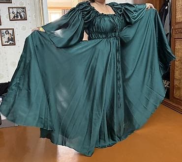 Zümrüd yaşıl rəngdə uzun ziyafət/abiyə don Elastik olduğuna görə