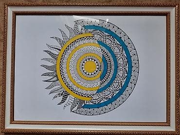 divar saat: Əl işi qrafika və illüstrasiya rəsmləri (mandala və naxışlı — 5