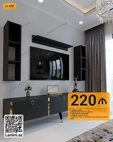 dekor ref: Televizor altlığı və divar modulu dəsti - Model kodu: 1402 (LA MINI) — 1