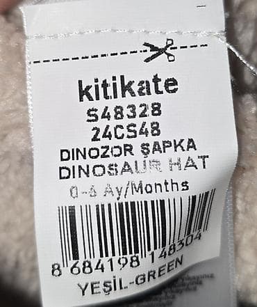 üst geyimi: Kitikate Dinozavr Şapka – 0–6 ay - Model: S48328 (24CS48) - Rəng — 2