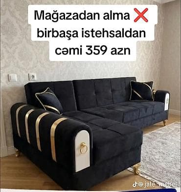 Ev üçün mebel: Künc divan, Yeni, Açılan, Bazalı, Vеlur parça, Şəhərdaxili pulsuz çatdırılma — 1