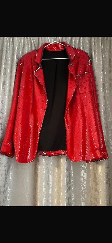 Qırmızı payetli kostyum – pencək və şalvar dəsti - Parlaq qırmızı