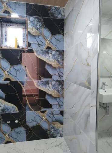 metlax islenmis: Mərmər naxışlı keramika kafel/divar örtüyü – dekorativ vanna otağı və — 1