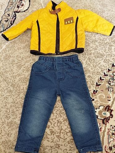 Uşaq geyim dəsti - 2 hissə: quilted üst geyim (kurtka) + cins şalvar