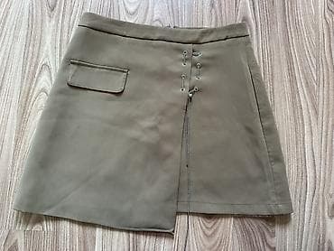 brend geyimler: Xaki rəngli mini ətək - Kəsim: A-kəsimli, mini uzunluq - Rəng — 1