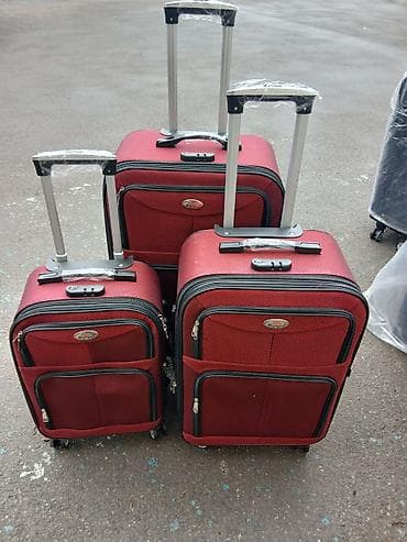 çant: 3-lü səfər çantası dəsti - Rənglər: tünd qırmızı və tünd boz - — 7