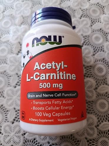 şakelli yağı: NOW Acetyl‑L‑Carnitine – 500 mg, 100 bitki kapsulu Məhsul təsviri: - — 1