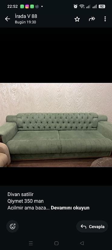 gencede divan: Divan satilir Qiymet 350 man Acilmir ama baza var Unvan;Dernegul — 1