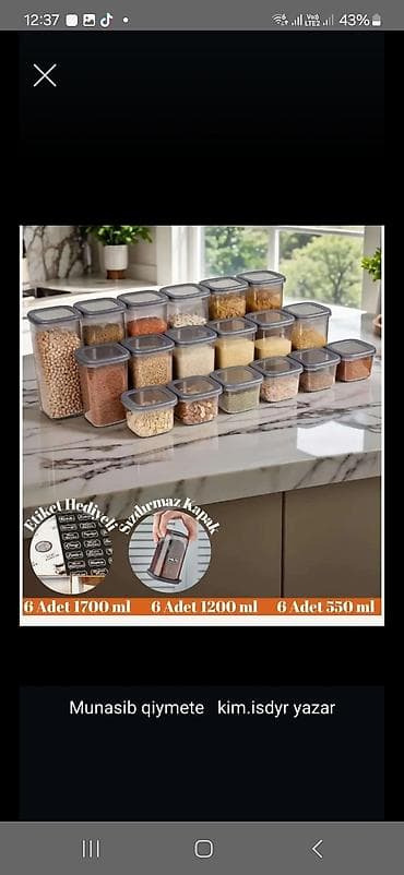 plasmas qablar: Mətbəx və təsərrüfat üçün çoxfunksiyalı saxlama qabları dəsti - Həcm — 6