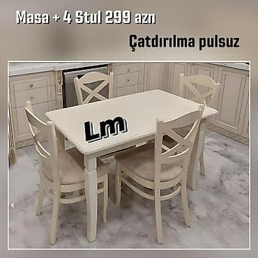 stulla: Mətbəx üçün Masa + 4 stul dəsti Endirimde 299azn Sullarda rəng seçimi — 4