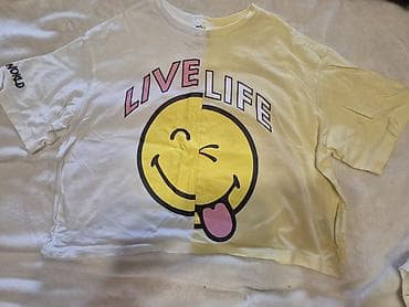 şort: Qısa qol T‑şört – “LIVE LIFE” printli, iki rəngli dizayn - Model — 1