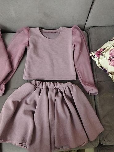 Костюмы: Ana-bala geyim dəsti - Rəng: toz pembe/çəhrayı - Parça: yumşaq — 2