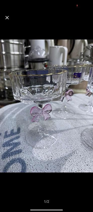 Qədəhlər, rəng - Çəhrayı, Şüşə