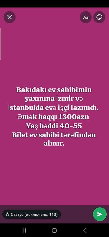 kargo iş elanları: İş Elanı: Ev işləri üzrə işçi - Yer: Türkiyə – İzmir və İstanbul — 1