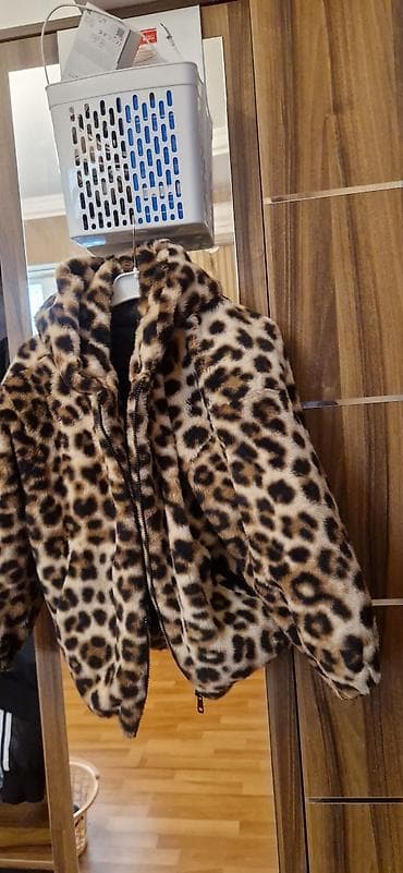 Uşaq üçün xəz gödəkçə – leopard naxışlı - Material: yumşaq süni xəz