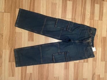 Kişi üçün tünd mavi cargo cins şalvar - Material: klassik denim -