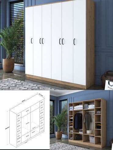 угловой шифоньер в спальню: Новый, Распашной, 2 двери Прямой шкаф, Гардеробный шкаф, Азербайджан — 29