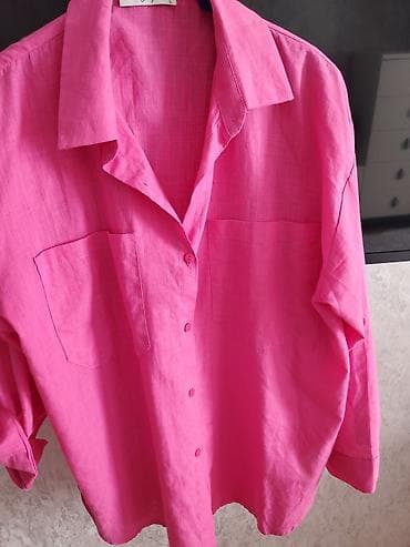 stringer alt geyimi: Qadın köynəyi – Crep Woman Fashion - Rəng: parlaq çəhrayı - Ölçü: L — 1
