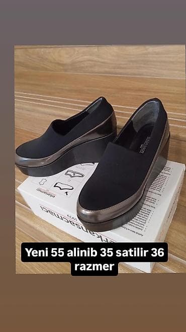 qalin don: Qadın ayaqqabısı – platformalı, slip-on model. - Rəng: qara üst — 1